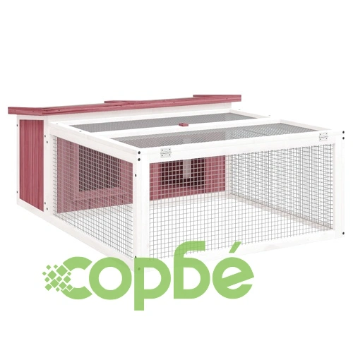 Клетка за зайци мока 117,5x97x47,5 см борово дърво масив ➤ топ цена ➤ sorbe.bg