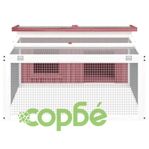 Клетка за зайци мока 117,5x97x47,5 см борово дърво масив ➤ топ цена ➤ sorbe.bg