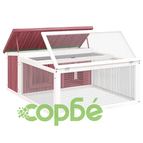 Клетка за зайци мока 117,5x97x47,5 см борово дърво масив ➤ топ цена ➤ sorbe.bg