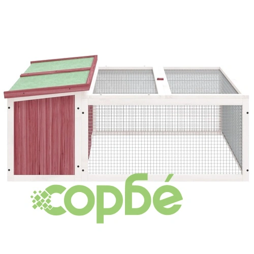 Клетка за зайци мока 117,5x97x47,5 см борово дърво масив ➤ топ цена ➤ sorbe.bg