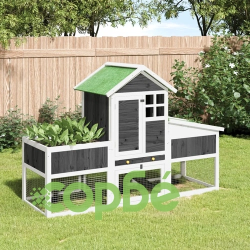 Клетка за зайци сива 170x63x113 см борово дърво масив ➤ топ цена ➤ sorbe.bg