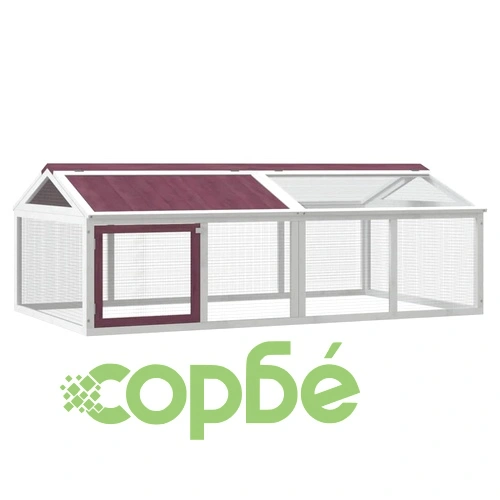 Кафез за открито, мока, 200x112,5x74 см, борово дърво масив ➤ топ цена ➤ sorbe.bg