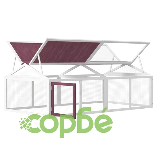 Кафез за открито, мока, 200x112,5x74 см, борово дърво масив ➤ топ цена ➤ sorbe.bg