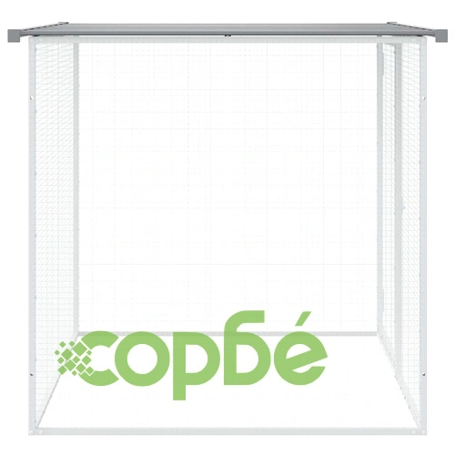 Кокошарник с покрив светлосив 103x98x90 см поцинкована стомана ➤ топ цена ➤ sorbe.bg