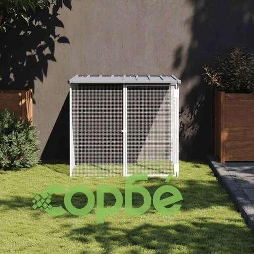 Кокошарник с покрив светлосив 103x98x90 см поцинкована стомана ➤ топ цена ➤ sorbe.bg