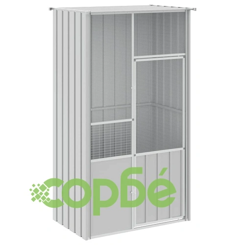 Клетка за птици, сива, 115x78x200 см, поцинкована стомана ➤ топ цена ➤ sorbe.bg