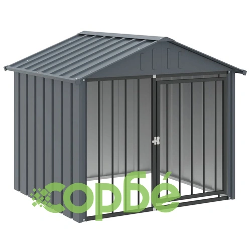 Къща за куче с покрив черна 117x103x102 см поцинкована стомана ➤ топ цена ➤ sorbe.bg