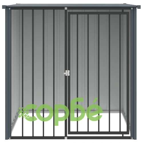 Къща за куче с покрив черна 110x103x109 см поцинкована стомана ➤ топ цена ➤ sorbe.bg