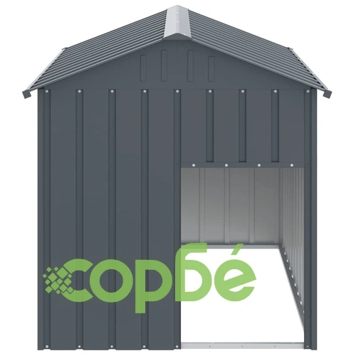 Кучешка къща с покрив, антрацит, 117x153x123 см, стомана ➤ топ цена ➤ sorbe.bg