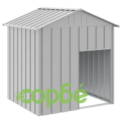 Кучешка къща с покрив, светлосива, 117x103x123 см, стомана ➤ топ цена ➤ sorbe.bg