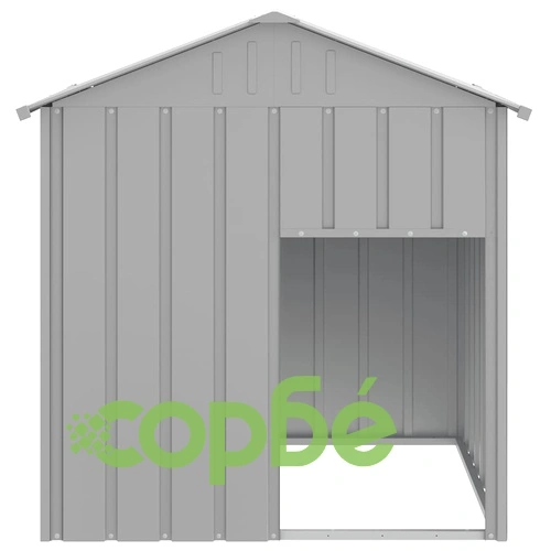 Кучешка къща с покрив, светлосива, 117x103x123 см, стомана ➤ топ цена ➤ sorbe.bg