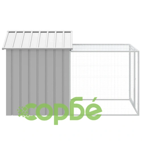 Клетка за пилета с волиера, светлосива, 117x201x123 см, стомана ➤ топ цена ➤ sorbe.bg