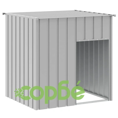 Кучешка къща с покрив, светлосива, 110x103x109 см, стомана ➤ топ цена ➤ sorbe.bg