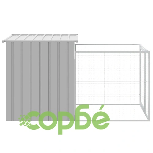 Кучешка къща със заграждение 110x201x110 см поцинкована стомана ➤ топ цена ➤ sorbe.bg