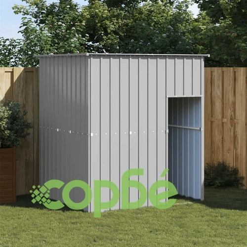 Кучешка къща с покрив, светлосива, 165x153x181 см, стомана ➤ топ цена ➤ sorbe.bg