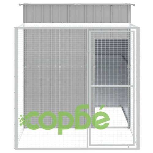 Клетка за пилета с волиера, светлосива, 165x251x181 см, стомана ➤ топ цена ➤ sorbe.bg