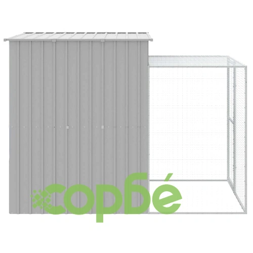 Клетка за пилета с волиера, светлосива, 165x251x181 см, стомана ➤ топ цена ➤ sorbe.bg