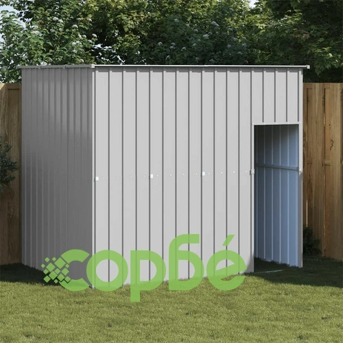 Кучешка къща с покрив, светлосива, 214x153x181 см, стомана ➤ топ цена ➤ sorbe.bg