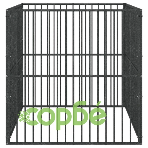 Кошара за кучета с 4 панела, черна, поцинкована стомана ➤ топ цена ➤ sorbe.bg