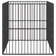 Кошара за кучета с 4 панела, черна, поцинкована стомана