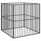 Кошара за кучета с 4 панела, черна, поцинкована стомана