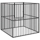 Кошара за кучета с 4 панела, черна, поцинкована стомана