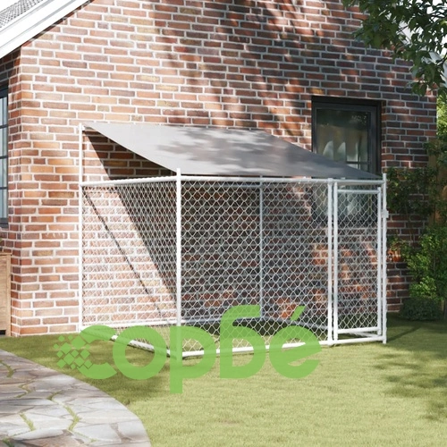 Кучешка клетка с покрив и врата сив 2x2x2 м поцинкована стомана ➤ топ цена ➤ sorbe.bg