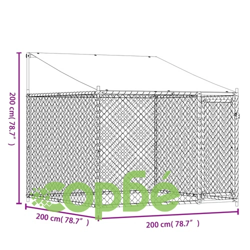 Кучешка клетка с покрив и врата сив 2x2x2 м поцинкована стомана ➤ топ цена ➤ sorbe.bg
