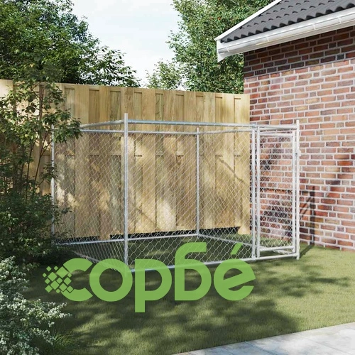 Кучешка клетка с врата сива 2x2x1,5 м поцинкована стомана ➤ топ цена ➤ sorbe.bg