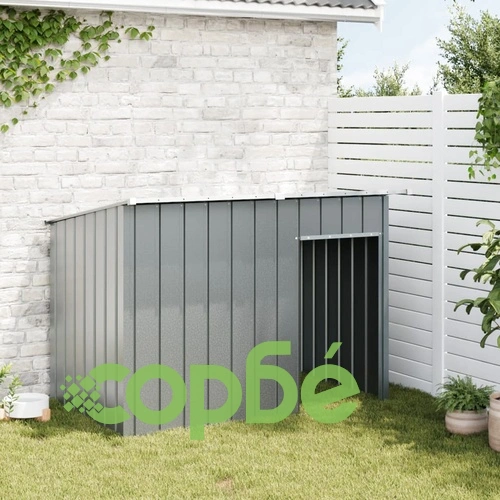 Кучешка къща с покрив, антрацит, 153x91x110 см, стомана ➤ топ цена ➤ sorbe.bg