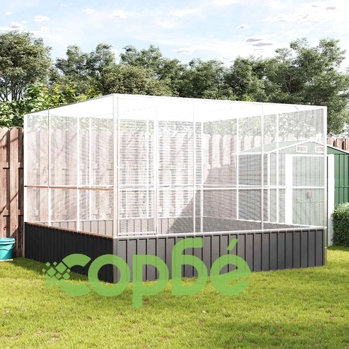 Волиера, сребриста, 311x307x212 см, стомана ➤ топ цена ➤ sorbe.bg