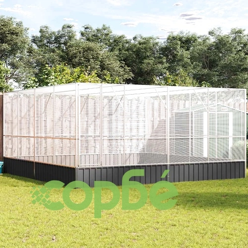 Волиера, сребриста, 418x414x212 см, стомана ➤ топ цена ➤ sorbe.bg