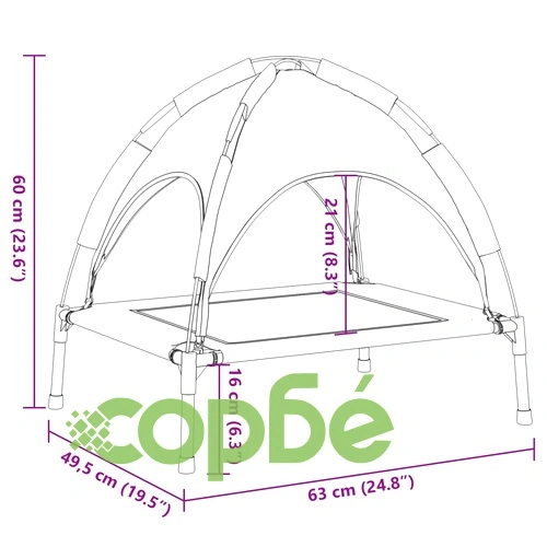 Кучешко легло със сенник, антрацит, Оксфорд плат и стомана ➤ топ цена ➤ sorbe.bg