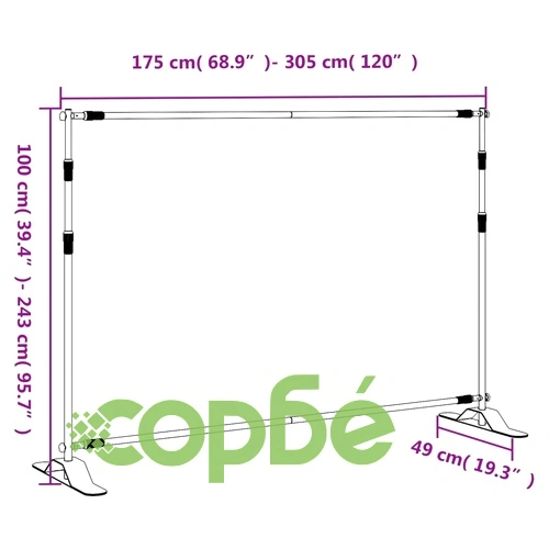 Поставка за фон, черна, 305x243 см, стомана ➤ топ цена ➤ sorbe.bg