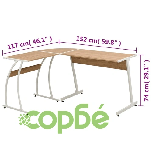 Ъглово бюро, L-образно, дъб ➤ топ цена ➤ sorbe.bg