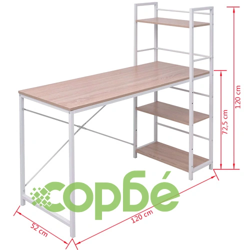 Бюро с 4 библиотечни рафта, дъб ➤ топ цена ➤ sorbe.bg