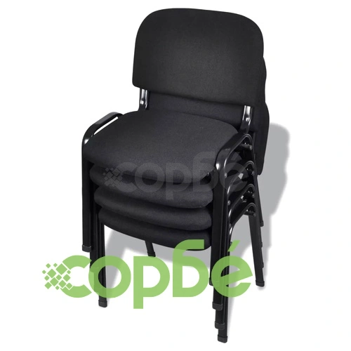 Посетителски офис столове, 4 бр, текстил, черни ➤ топ цена ➤ sorbe.bg