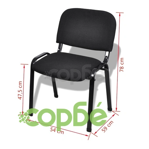 Посетителски офис столове, 4 бр, текстил, черни ➤ топ цена ➤ sorbe.bg