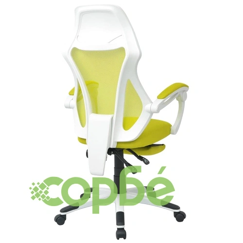 Офис стол, накланящ се, подложка за крака, плат, бяло и зелено ➤ топ цена ➤ sorbe.bg