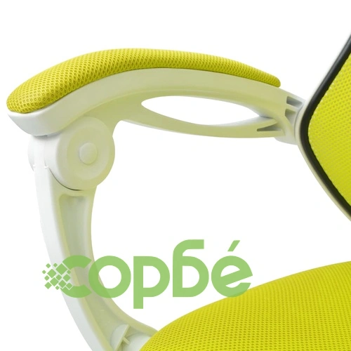 Офис стол, накланящ се, подложка за крака, плат, бяло и зелено ➤ топ цена ➤ sorbe.bg