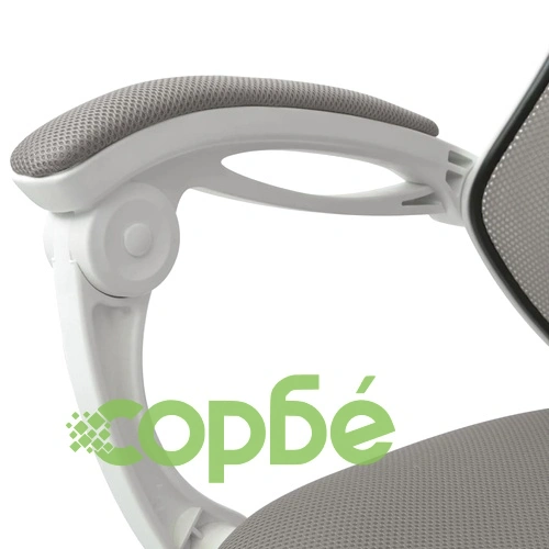 Офис стол, накланящ се, подложка за крака, плат, бяло и сиво ➤ топ цена ➤ sorbe.bg