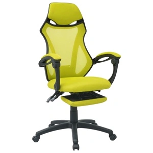 Офис стол, накланящ се, подложка за крака, плат, черно и зелено