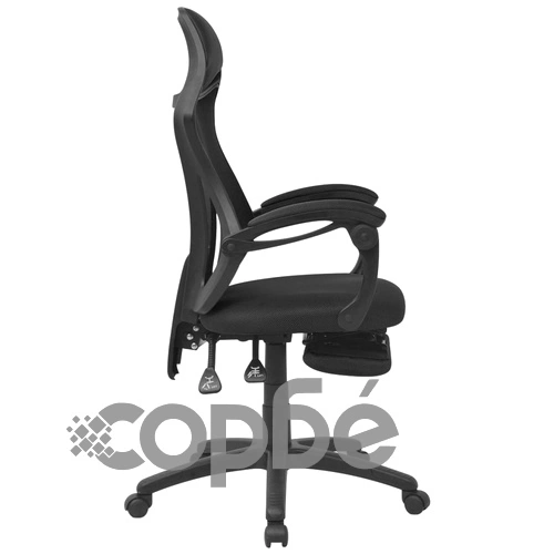 Офис стол, накланящ се, подложка за крака, плат, черно ➤ топ цена ➤ sorbe.bg