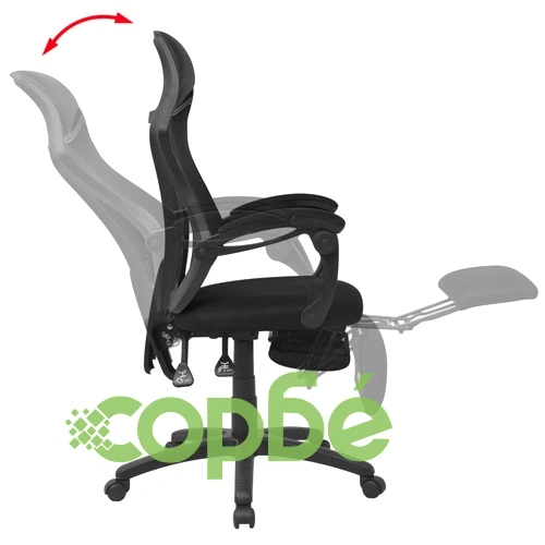 Офис стол, накланящ се, подложка за крака, плат, черно ➤ топ цена ➤ sorbe.bg