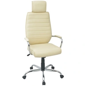 Офис стол, PU кожа, кремавобял