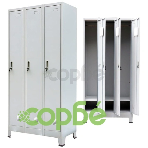 Заключващ се шкаф с 3 отделения, стомана, 90x45x180 cм, сив на топ цена от sorbe.bg Заключващ се шкаф с 3 отделения, стомана, 90x45x180 cм, сив ➤ топ цена ➤ sorbe.bg