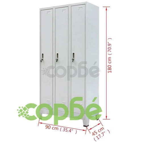Заключващ се шкаф с 3 отделения, стомана, 90x45x180 cм, сив на топ цена от sorbe.bg Заключващ се шкаф с 3 отделения, стомана, 90x45x180 cм, сив ➤ топ цена ➤ sorbe.bg