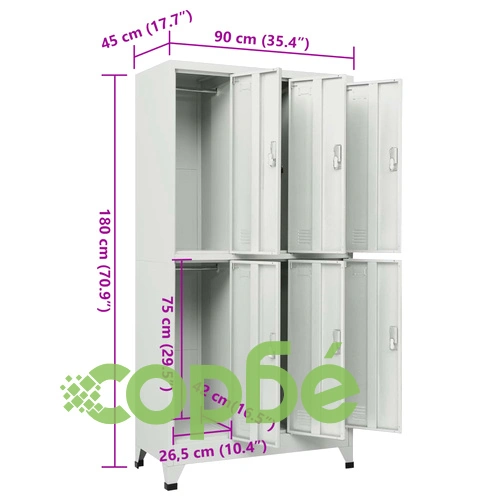 Заключващ се шкаф с 6 отделения, стомана, 90x45x180 см, сив на топ цена от sorbe.bg Заключващ се шкаф с 6 отделения, стомана, 90x45x180 см, сив ➤ топ цена ➤ sorbe.bg