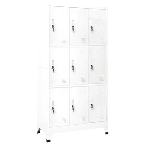 Заключващ се шкаф с 9 отделения, стомана, 90x45x180 см, сив 