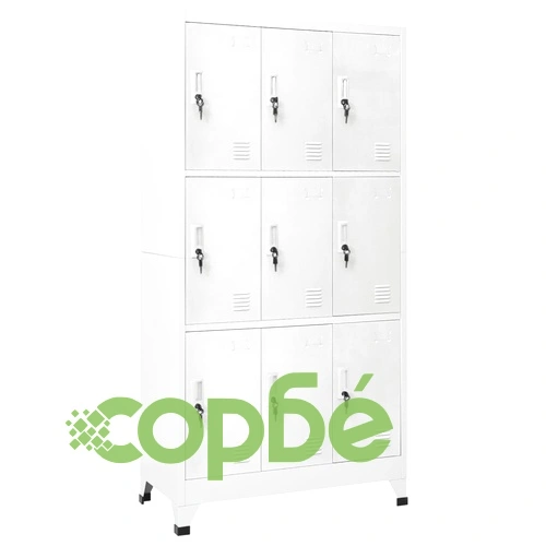 Заключващ се шкаф с 9 отделения, стомана, 90x45x180 см, сив  ➤ топ цена ➤ sorbe.bg
